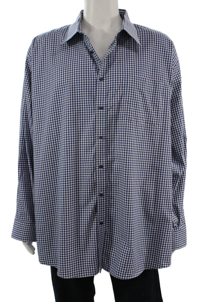 Nordstrom Mens Shop Mens Plaid Button Down Shirt Blue Size 20 36-37