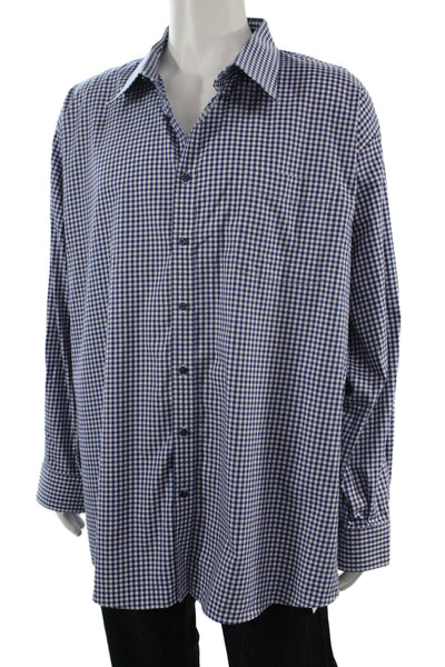 Nordstrom Mens Shop Mens Plaid Button Down Shirt Blue Size 20 36-37