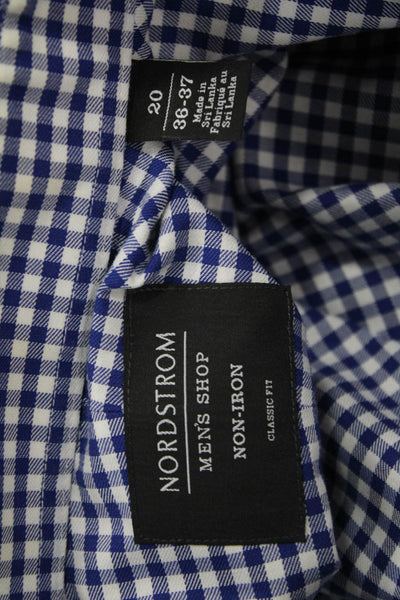 Nordstrom Mens Shop Mens Plaid Button Down Shirt Blue Size 20 36-37