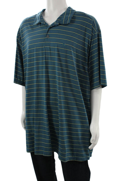Tommy Bahama Mens Striped Polo Shirt Blue Size Extra Extra Large Big