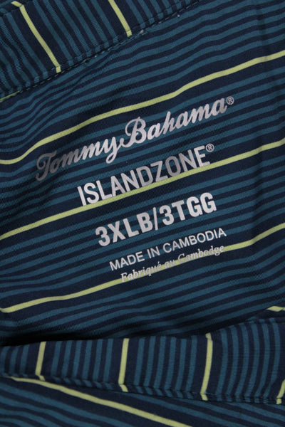 Tommy Bahama Mens Striped Polo Shirt Blue Size Extra Extra Large Big