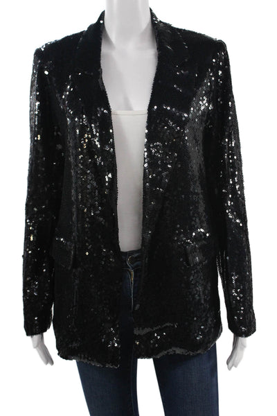 Picadilly Womens Black Collared Long Sleeve Blazer Polyester Blend Size S