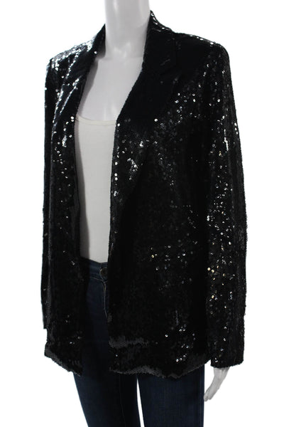 Picadilly Womens Black Collared Long Sleeve Blazer Polyester Blend Size S