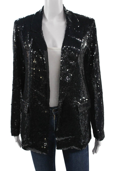 Picadilly Womens Black 80s Collared Long Sleeve Blazer Size M