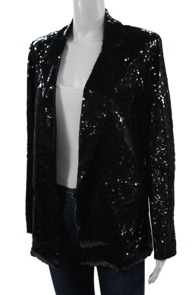Picadilly Womens Black 80s Collared Long Sleeve Blazer Size M