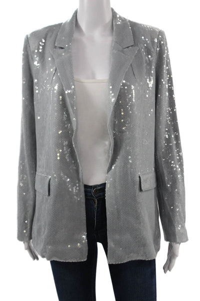 Picadilly Women Gray Collared 80s Long Sleeve Blazer Polyester Blend Size S