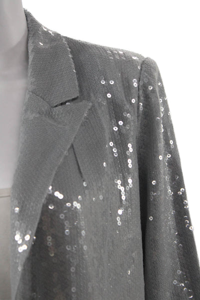 Picadilly Women Gray Collared 80s Long Sleeve Blazer Polyester Blend Size S