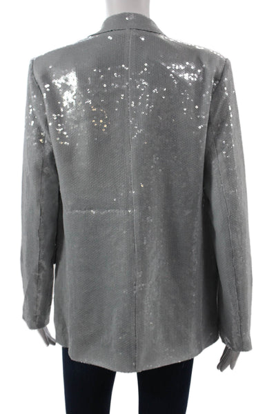 Picadilly Women Gray Collared 80s Long Sleeve Blazer Polyester Blend Size S