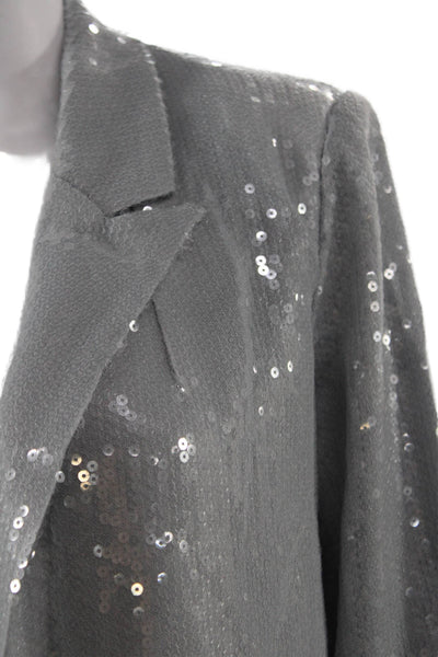 Picadilly Womens Gray Collared Long Sleeve 80s Blazer Polyester Elastane Size L