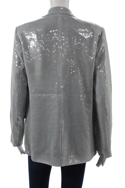 Picadilly Womens Gray Collared Long Sleeve 80s Blazer Polyester Elastane Size L