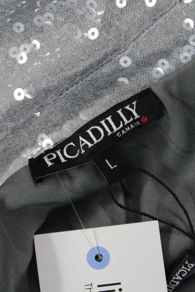 Picadilly Womens Gray Collared Long Sleeve 80s Blazer Polyester Elastane Size L