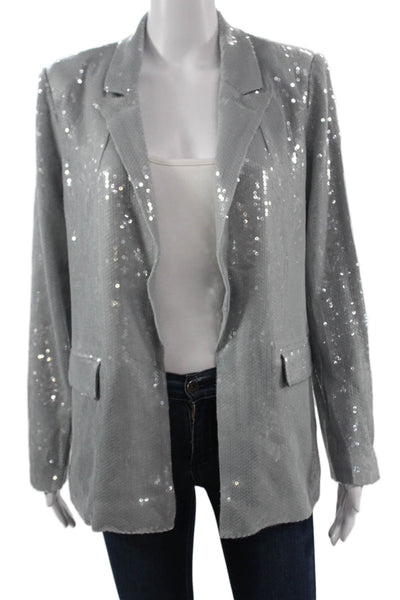 Picadilly Womens Gray Collared Blazer Long Sleeve 95% Polyester Size M