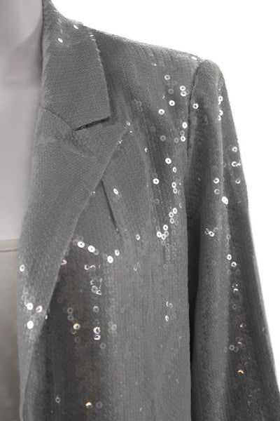 Picadilly Womens Gray Collared Blazer Long Sleeve 95% Polyester Size M