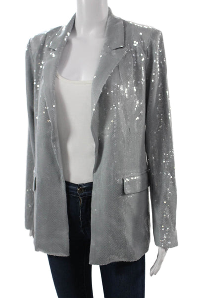 Picadilly Womens Gray Collared Blazer Long Sleeve 95% Polyester Size M