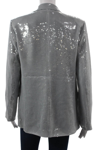 Picadilly Womens Gray Collared Blazer Long Sleeve 95% Polyester Size M