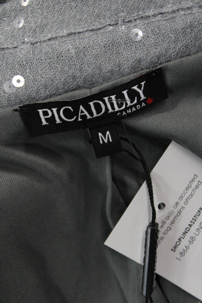 Picadilly Womens Gray Collared Blazer Long Sleeve 95% Polyester Size M