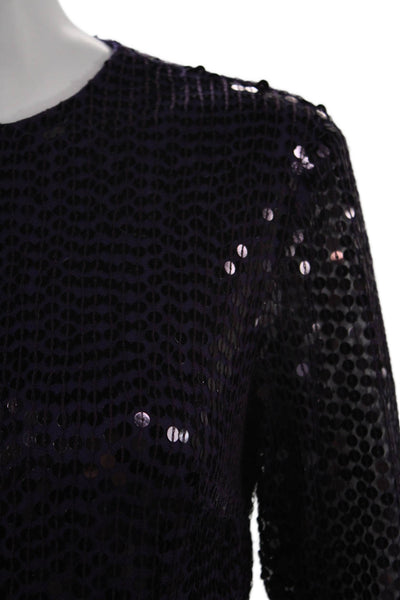 Mac Duggal Women Maxi Dress Dark Blue Long Sleeve Crew Neck Zip Size 6