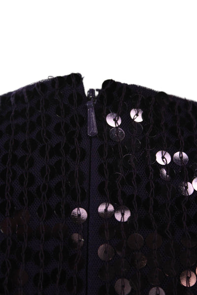 Mac Duggal Women Maxi Dress Dark Blue Long Sleeve Crew Neck Zip Size 6