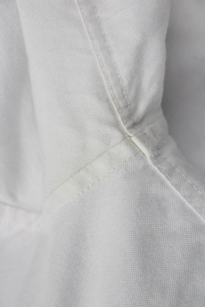Lands End Women Plus Collared Button Up Long Sleeve White Cotton Blend Size 18