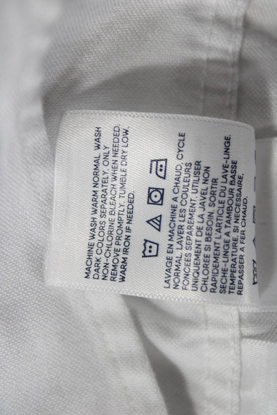Lands End Women Plus Collared Button Up Long Sleeve White Cotton Blend Size 18