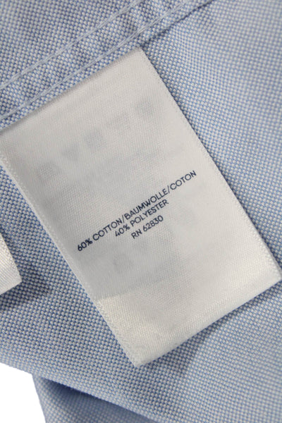 Lands End Mens Button-Down Collared Solid Light Blue Long Sleeve Shirt Size 18