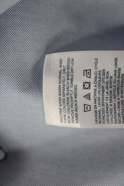 Lands End Mens Button-Down Collared Solid Light Blue Long Sleeve Shirt Size 18