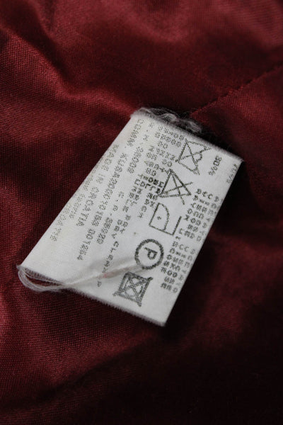 Calvin Klein Women Red Mohair Wool Blend Overcoat Collared Button Size 8
