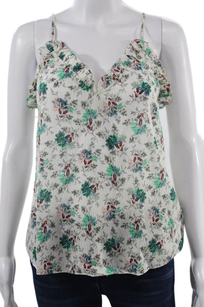 Rebecca Taylor Women White Floral Silk Camisole Sleeveless Size S