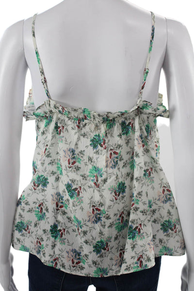 Rebecca Taylor Women White Floral Silk Camisole Sleeveless Size S
