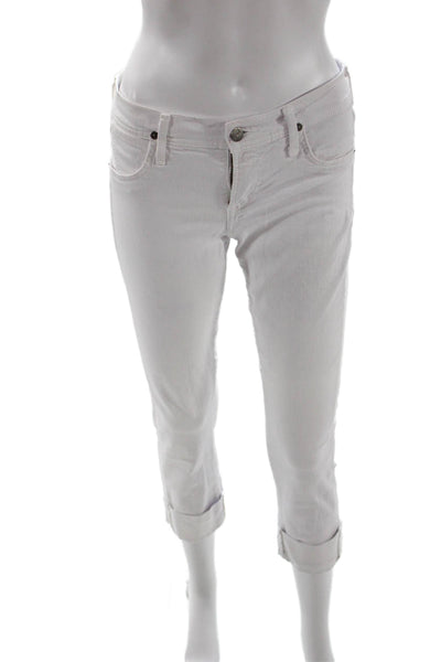 Citizens of Humanity Women Cropped Skinny Jeans White Mid-Rise Button Size 24
