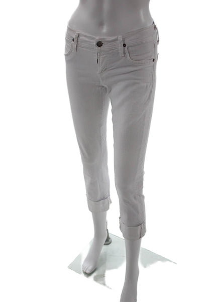 Citizens of Humanity Women Cropped Skinny Jeans White Mid-Rise Button Size 24