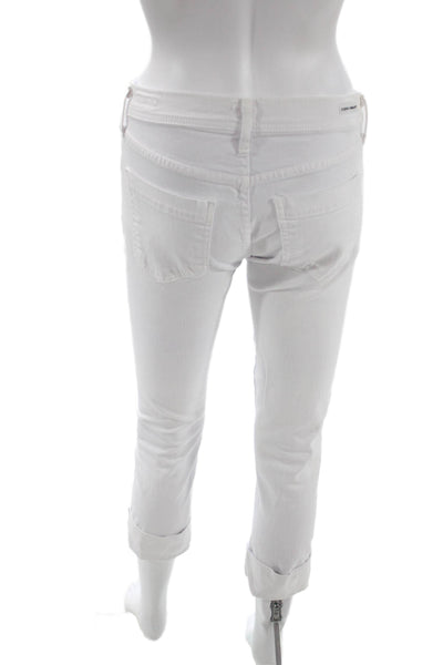 Citizens of Humanity Women Cropped Skinny Jeans White Mid-Rise Button Size 24