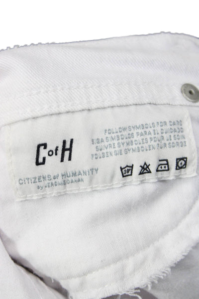 Citizens of Humanity Women Cropped Skinny Jeans White Mid-Rise Button Size 24