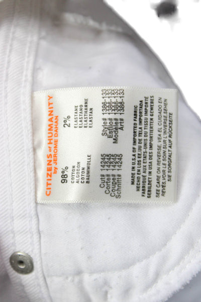 Citizens of Humanity Women Cropped Skinny Jeans White Mid-Rise Button Size 24
