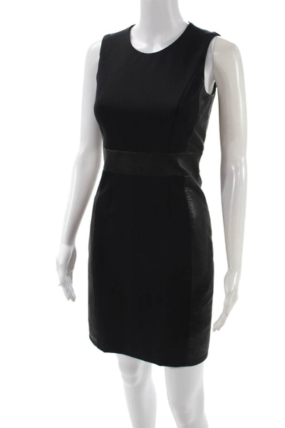 Theory Women Sheath Dress Black Sleeveless Round Neck Short Size 0