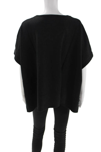 Renuar Women Basic V-Neck Short Sleeve Top Black Size XS