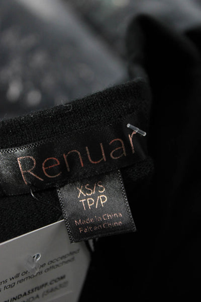 Renuar Women Basic V-Neck Short Sleeve Top Black Size XS