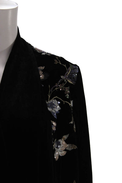 Aris A. Womens Black Floral Butterfly Long Sleeve Polyester Jacket Size 1X