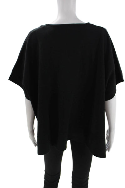 Renuar Women Basic V-Neck Short Sleeve Black Top Size M