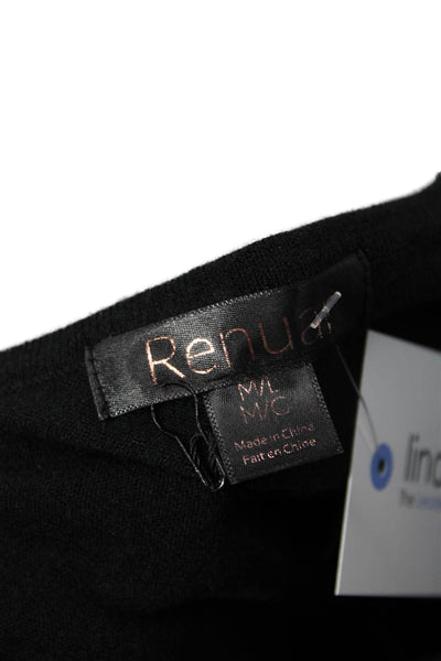 Renuar Women Basic V-Neck Short Sleeve Black Top Size M