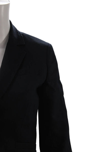J Crew Womens Cotton Two Button Long Sleeve Lined Blazer Navy Blue Size 0