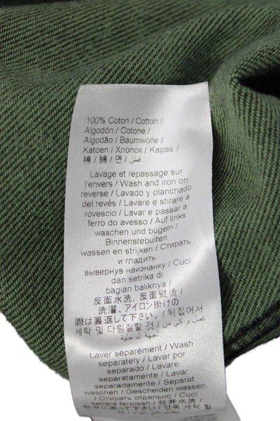 Kenzo Women Jumpsuit Green 100% Cotton V Neck Long Sleeve Size 34