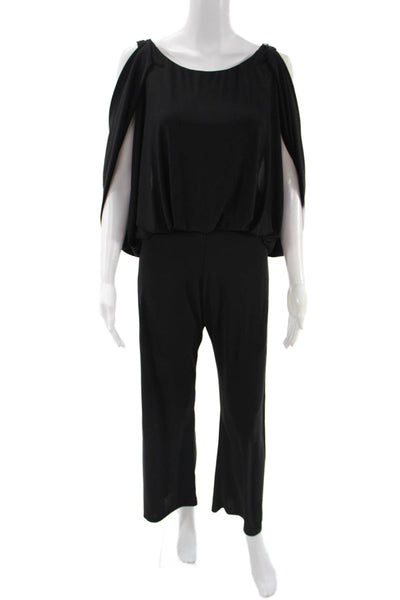 Backstage Women Jumpsuit Black Boat Neck Short Sleeve Polyester Blend Size 2XS