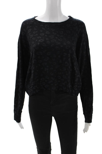 Terez Women Leopard Print Black Modal Blend Long Sleeve Sweater Size S