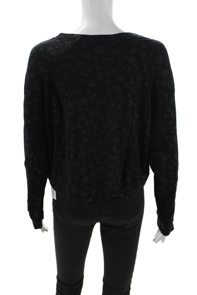 Terez Women Leopard Print Black Modal Blend Long Sleeve Sweater Size S