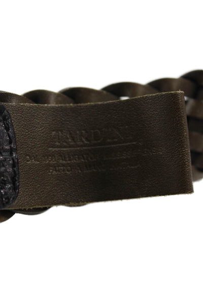 Tardini Mens Leather Woven Wide Belt Brown Size 38