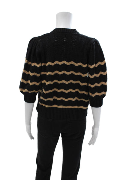 Rails Unisex Black Striped V-Neck Cardigan 3/4 Sleeve Size M