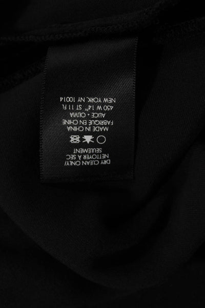 Alice + Olivia Womens Basic Black Short Sleeve T-Shirt Silk Blend Size M