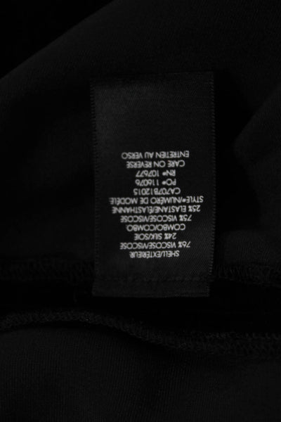 Alice + Olivia Womens Basic Black Short Sleeve T-Shirt Silk Blend Size M