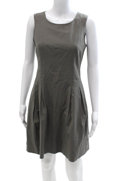 Theory Womens A-Line Fit & Flare Dress Dark Gray Wool Sleeveless Zip Size 6